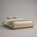 Letto matrimoniale senza testa da letto MDF placcato rovere leggero, letto 160 × 200 cm, dimensioni 216 × 176 × 35 cm