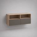 Armadio TV a parete in legno, rovere leggero e talpa, 100 × 35 × 50 cm