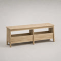 Panca da scarpa rettangolare in legno con 2 scomparti, rovere leggero, 100 × 30 × 48 cm