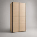 Armadio rettangolare a 2 porte in pannello di particelle, rovere chiaro e nero, 100 × 55 × 200 cm