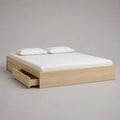 Letto matrimoniale con ripostiglio 160 × 200 cm in pannelli in melamina, rovere naturale, con 2 cassetti