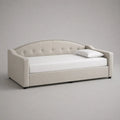 Gigogne panca letto 2 letti 90 × 200 cm e 90 × 190 cm in velluto poliestere beige con schienale imbottito curvo
