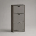 Armadio per scarpe rettangolare in pannello a particelle, 3 slasher, grigio e nero, 60 × 24 × 120 cm